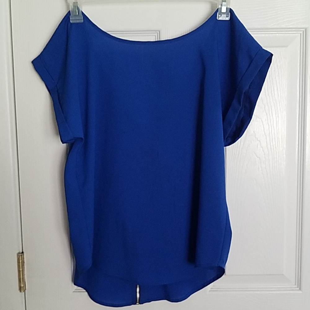 Royal Blue Boutique Style Blouse with Back Zipper